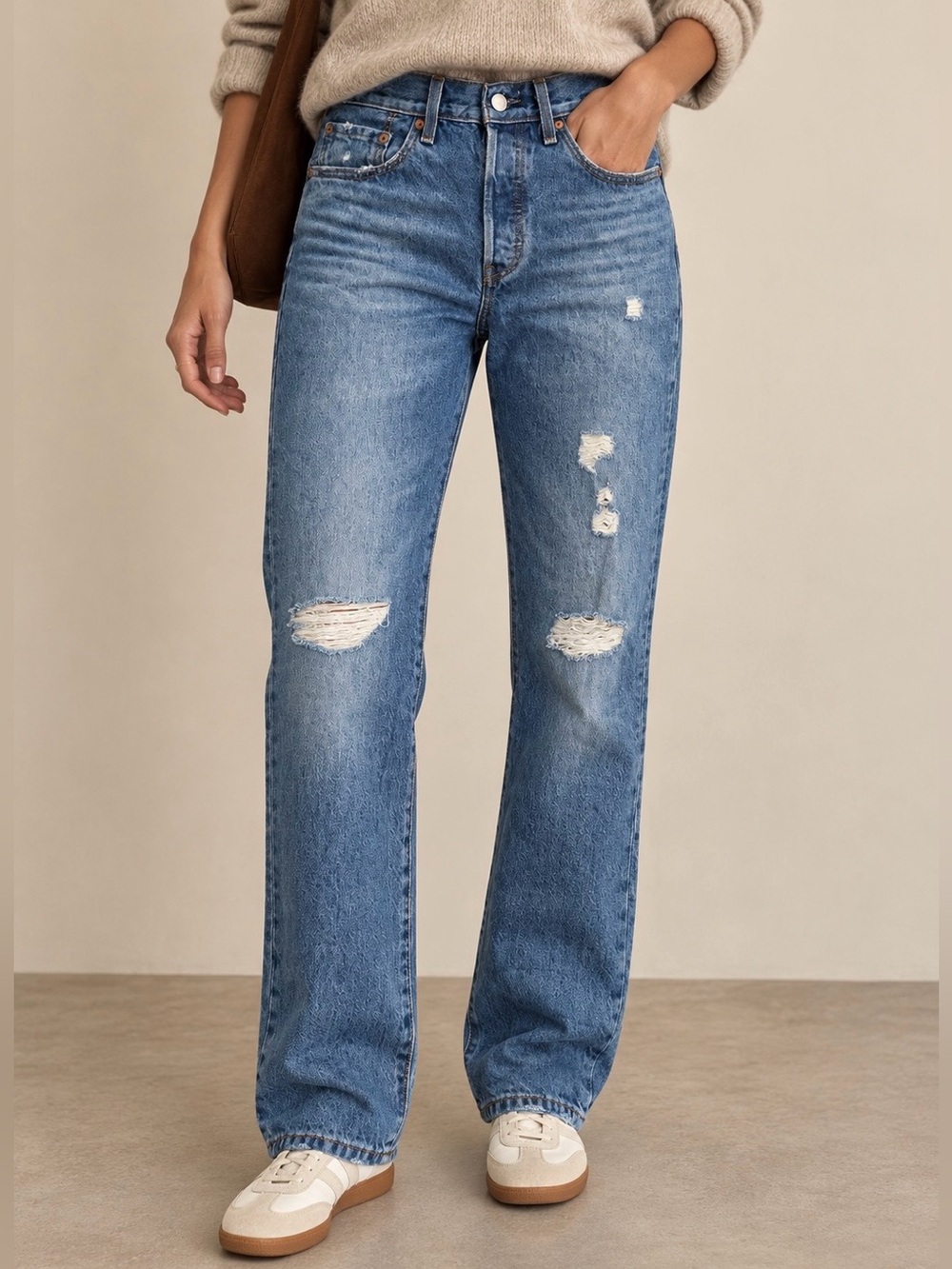 Levi’s 501 Original Distressed Straight Leg Jeans - Size 27/32